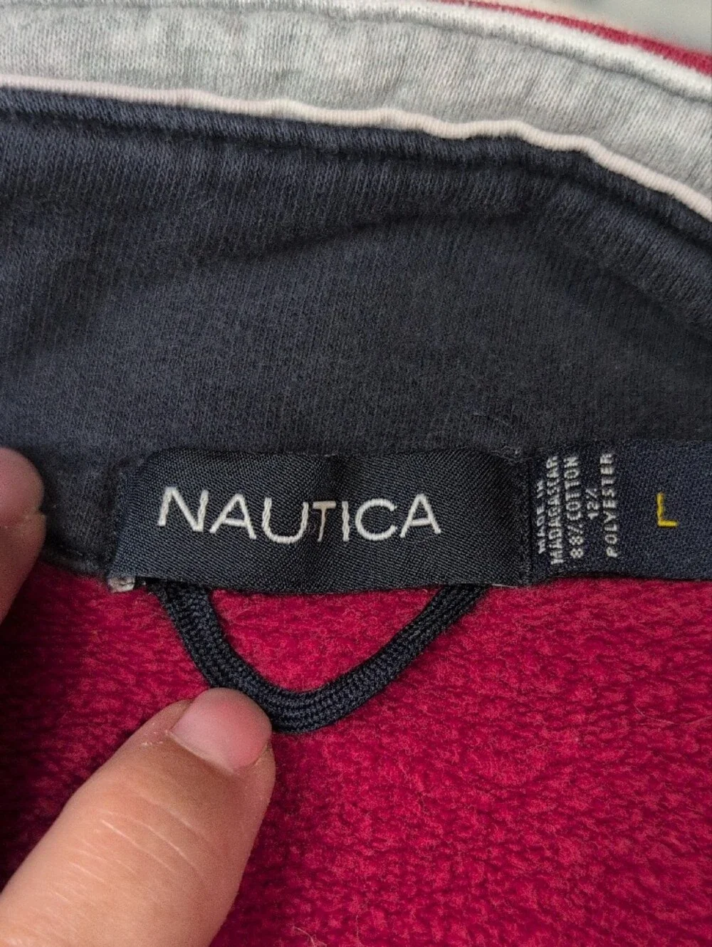Nautica Men’s Red Half-Zip Pullover Sweater with Contrast Trim